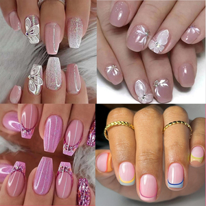 Acrílico grueso personalizadoCorto estilo francés ABS acrílico a presión <span class=keywords><strong>uñas</strong></span> reutilizables impresas falsas cuadradas <span class=keywords><strong>uñas</strong></span> artificiales para mujeres - Product Image 3