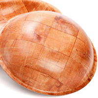 6 Pak 10 Inch Houten Geweven Slakom Onbreekbaar Hout Ronde Serveerschaal Grote Houten Slakom