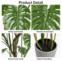 Grande plante artificielle Monstera de 200 cm, arbre tropical réaliste avec pot pour la décoration intérieure des halls d'hôtel et des salles d'exposition