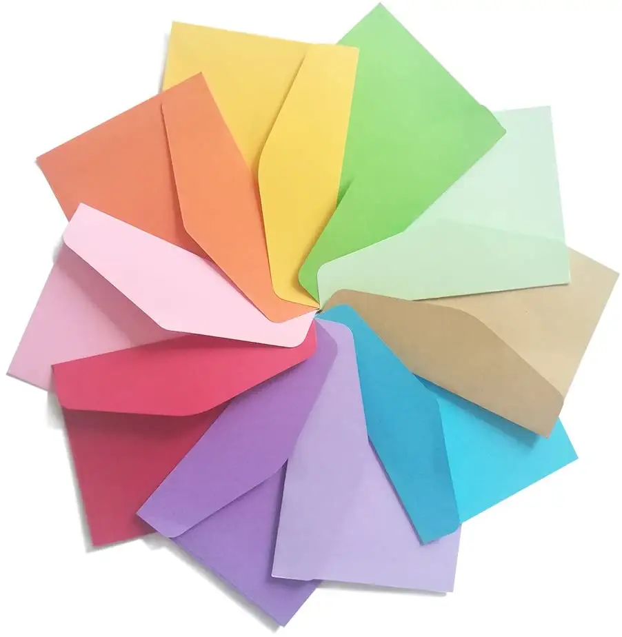 ปาร์ตี้บัตรของขวัญจดหมายคู่ซีลกระดาษคราฟท์ซองจดหมายขายส่งสีแฟนซีจุดเด็กปรับแต่งรีไซเคิลได้