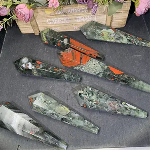 Wholesale Fengshui Natural Crystals Healing Stones Crystal Blood Stone Wand For Souvenir