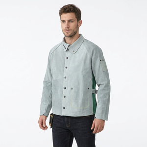 Veste de sécurité en daim ignifuge gris clair, coupe régulière, coutures soudées, résistante à la chaleur 300 ° C 500 ° C pour la protection incendie - Product Image 3