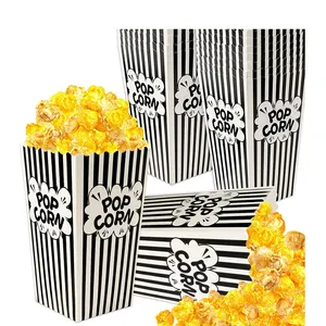 Popcornzakken Filmavond Popcorndozen Mini Pop Maïsemmers En Container Op Maat Bedrukt Papier Wegwerp Zwart-Wit Rood