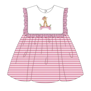 Boyis New Arrival O neck ruffle dress Latest Design Summer Cute Casual Baby Girl Skirt