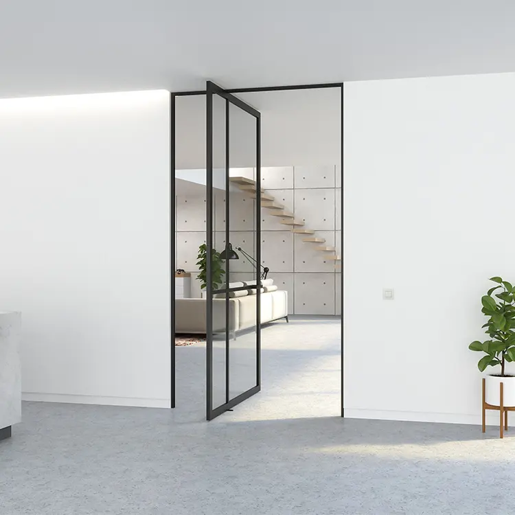 HDSAFE Modern French Style Eingang Aluminium rahmen Glas Drehtür Home Haupt tür