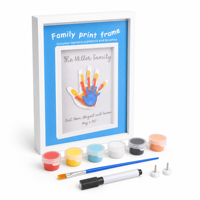 Kit complet de cadre photo en bois pour empreintes de mains, noir, blanc, marron, cadre souvenir personnalisé pour baby shower, cadeau familial