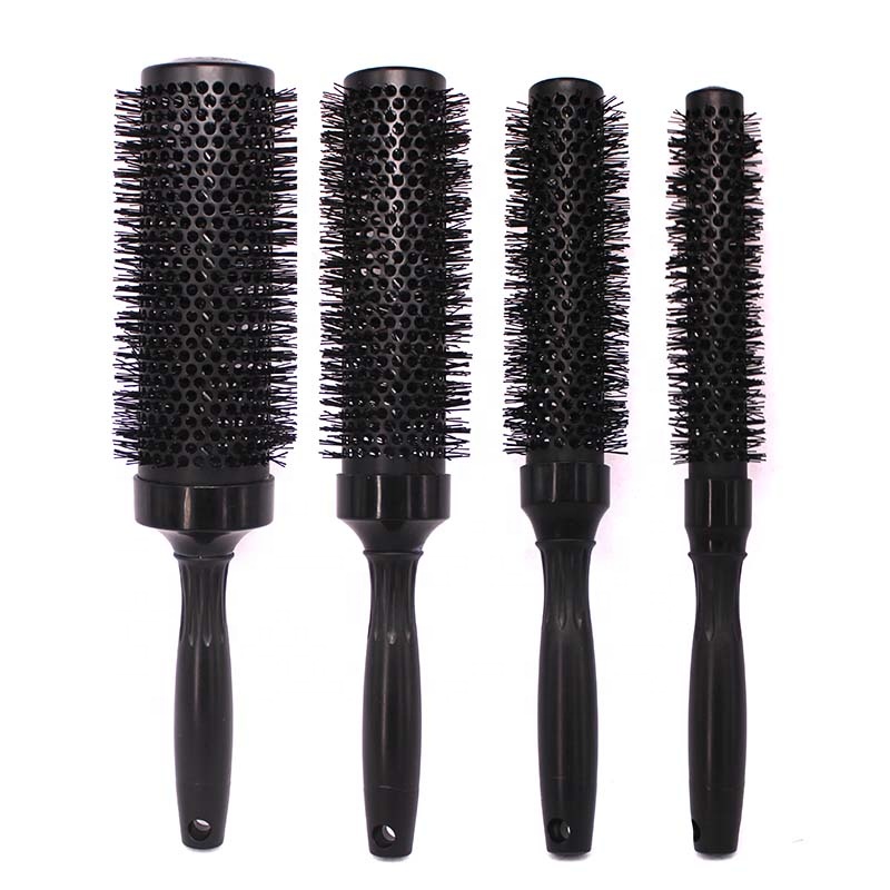 8 brosses à cheveux rondes Extra longues, vernis céramique noire, technologie nano, pour cheveux avec technologie ionique