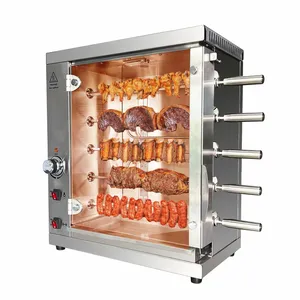 Horno de Gas rotatorio comercial de acero inoxidable, máquina de parrilla de asador de pollo duradera para equipos de catering de Hotel