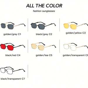 Lunettes de soleil rétro en métal à petite monture personnalisables avec logo 2025, protection UV400, en alliage, style punk carré, pour hommes et femmes - Product Image 5