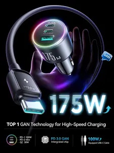 จอยรูม 175W USB C ที่ชาร์จแบตในรถ 3 พอร์ต QC 3.0 สำหรับซัมซุง ไอโฟน 17 16 เสี่ยวมี่ 100W อะแดปเตอร์ชาร์จเร็ว CCN07 - Product Image 2