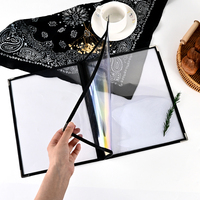 4 Porte-menus de restaurant en cuir transparent à 8 pages avec inserts en PVC transparent, coins noir or/argent, marque JINDA, compatible A4/8x5 pouces