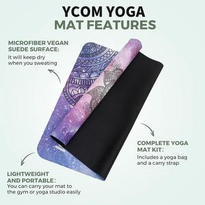 Tapis de <span class=keywords><strong>yoga</strong></span> pliable en caoutchouc naturel, tissu en daim imprimé, fin, élargi, absorbant la transpiration, antidérapant, 1,5 mm d'épaisseur, 72 pouces (183 cm) - Product Image 3