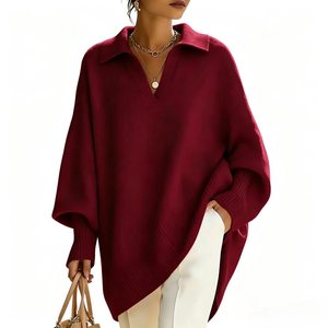 2026 Knitwear Supplier Custom <strong>Ladies</strong> <strong>Polo</strong> <strong>Neck</strong> Sweater Soft Ribbed Knitted Oversize <strong>Jumper</strong> - Product Image 6