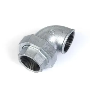 Jianzhi Threaded Pipe Fittings Plumbing Materials Galvanized Malleable Iron Union Elbow Flat Seat FF 95