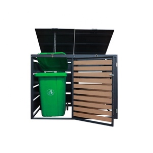 Cubo de <span class=keywords><strong>basura</strong></span> de acero de 3 puertas KD Structure 240L <span class=keywords><strong>armario</strong></span> de <span class=keywords><strong>basura</strong></span> con efectos de madera personalizado - Product Image 6
