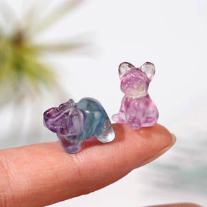 Esculturas de Animais em Cristal Natural para Cura, Mini Cães de Cristal Fluorita Arco-Íris de 0,5 polegadas, Artesanato em Pedra para Ornamentação - Product Image 4