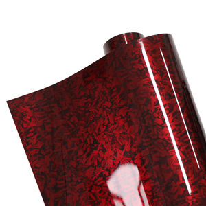 فيلم تغليف سيارات من الكربون الأحمر المصنوع بالطرق، فيلم فينيل أسود اللون عالي المرونة، ملصق سيارات من مادة PET - Product Image 2