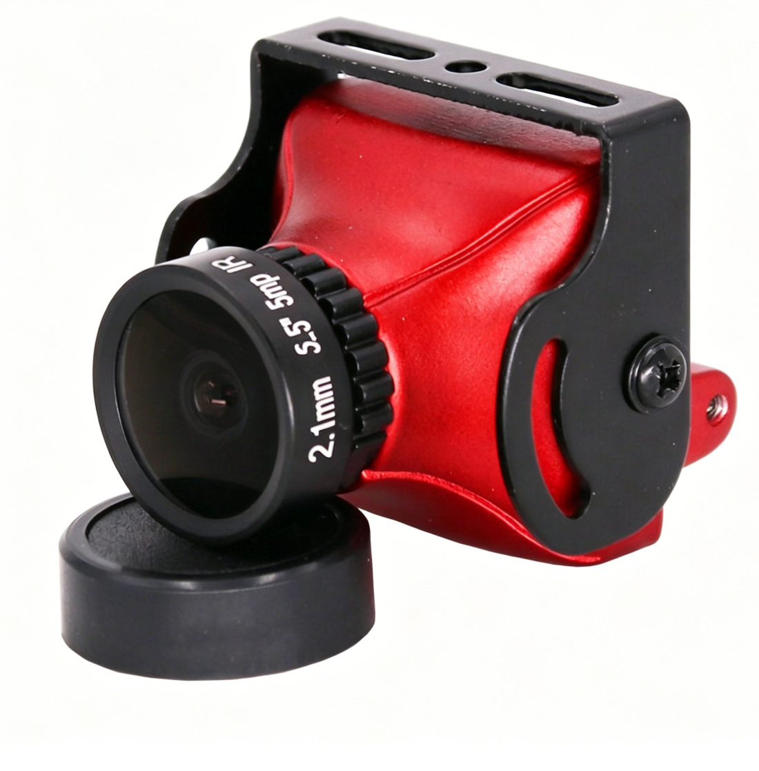 Cámara FPV 1200TVL, lente gran angular de 2.1mm, color rojo.