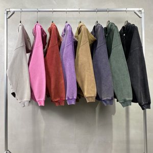 H5539 Hot Sales New Arrivals Wholesale Custom 360 Gsm Cotton <b>Blends</b> French Terry Zip up Hoodies Acid Washed Hoodies - Product Image 3