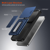 Coque de haute qualité pour Infinix Hot 70 Pro 5G avec protection de caméra coulissante, porte-cartes, anti-traces de doigts et antichoc