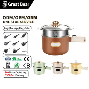 Mini-cocotte électrique Great Bear à long manche, avec revêtement en acier inoxydable 304, 1,8 L, petite et personnelle, idéale pour dortoir, bureau, voyage, pour faire une soupe chaude - Product Image 1