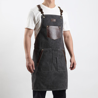 Tablier en toile robuste avec poches en PU, bretelles réglables, sans manches, respirant, pour barbier, menuisier, artiste, café