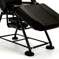 Fauteuil de beauté pliable et réglable, noir, en PVC imperméable, table portable pour extensions de cils, pédicure, tatouage, massage facial