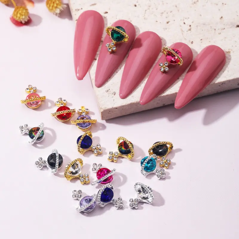 Luxury Diamond Nail Parts Gems Stones Crystal Rhinestones Alloy Jewelry Planet Nail Art Charms