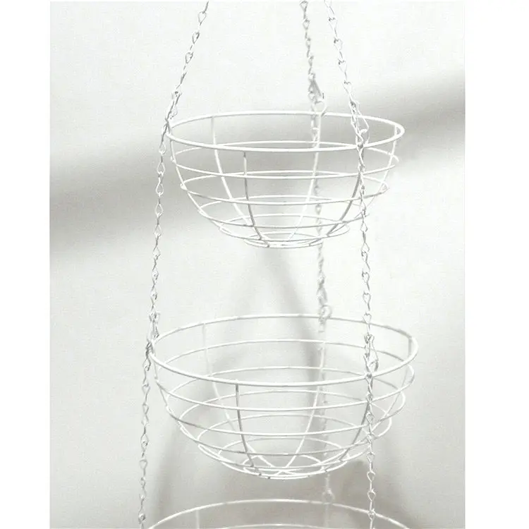 Modern 3 tier white color wire hanging fruit/vegetables baskets