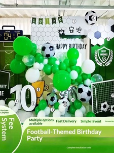 Decoración de Cumpleaños con Temática de Fútbol, Panel de Pared de KT con Patrón Hexagonal, Texto de Feliz Cumpleaños para el Décimo Cumpleaños de un Niño - Product Image 1