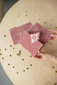 Dusty Rose Velours Rose Luxe Relié Livre D'invitation Pli Acrylique Invitation De Mariage Ensemble Personnalisé Fête Quinceanera Invitation - Product Image 4