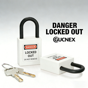 กุญแจล็อคไนลอน LOTO ขนาด 38 มม. ได้รับมาตรฐาน CE ทนทาน พร้อมกุญแจ สำหรับอุปกรณ์อุตสาหกรรมและการป้องกันการล็อคเบรกเกอร์วงจรไฟฟ้า - Product Image 1