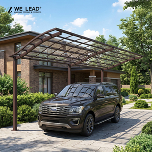 WE LEAD Kit de cochera de aluminio con techo arqueado para 2 autos, diseño moderno, estructura con recubrimiento en polvo, solución impermeable para estacionamiento exterior - Product Image 3