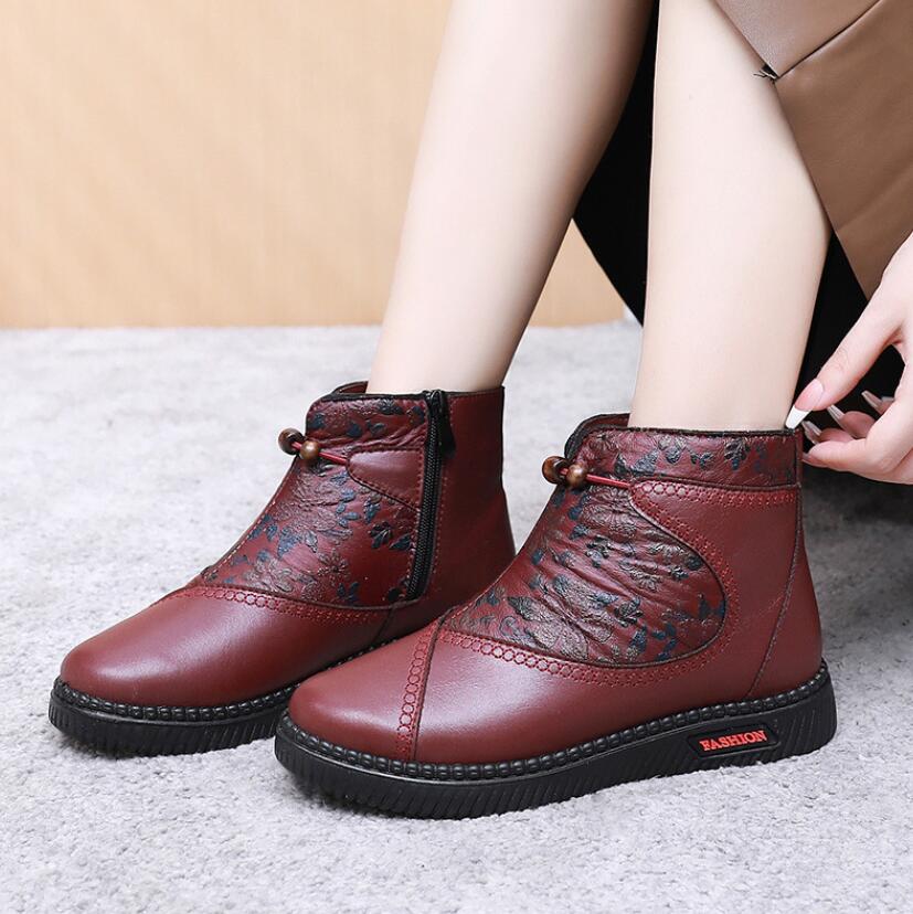 Winter Cloth Shoes Women's Leather Waterproof and Warm