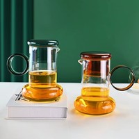 Tasse Gongdao en verre borosilicate transparent de conception moderne haut de gamme avec poignée, couvercle sans BPA, pot à partager pour thé parfumé, lait, eau