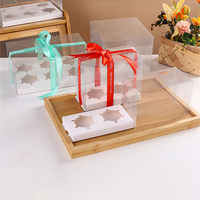 Boîtes à cupcakes en plastique transparentes à 2 cavités avec couvercle transparent