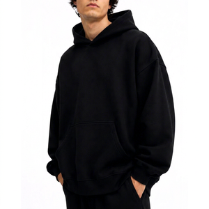Sweat-shirt à capuche en molleton épais pour homme, coupe ample, manches classiques, couleur unie, design décontracté avec poche, vêtement d'hiver, écologique - Product Image 1