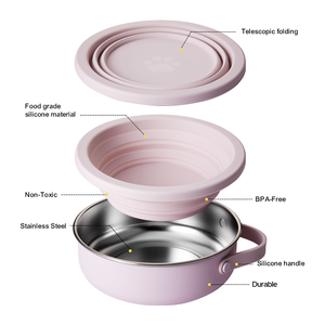 Alimentador de comida para mascotas 2 en 1 de 30oz, cuenco aislado para mascotas, botella de agua para mascotas de acero inoxidable a prueba de fugas para exteriores, alimentador lento para cachorro - Product Image 3