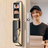 Serrure de porte avec caméra de reconnaissance faciale 3D Q62, reconnaissance de la veine palmaire, empreinte digitale, application Tuya WiFi, contrôle à distance, écran 4,5 pouces, interphone vidéo, cloud