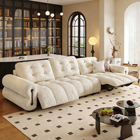 Canapé-lit électrique style crème, trois places, en tissu, pour salon, style minimaliste, inclinable, canapé électrique populaire pour la maison