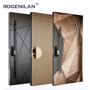 Portes d'entrée modernes en aluminium Rogenilan, sculptées en 3D, portes extérieures <span class=keywords><strong>de</strong></span> sécurité antivol, porte principale pour maisons - Product Image 1