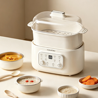 Marmite Électrique Multifonctionnelle à Double Cuve Intérieure, Cuisson à la Vapeur et à la Mijoteuse Simultanées, Contrôle Numérique, Cuiseur Vapeur en Céramique pour la Maison