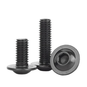 Viti a <span class=keywords><strong>brugola</strong></span> con <span class=keywords><strong>testa</strong></span> a bottone e collare in acciaio al carbonio e inox M3 M4 M5 M6 M8 M10, grado A2, finitura nera - Product Image 1
