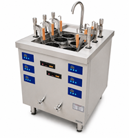 Cuisinière à induction commerciale multi-paniers en acier inoxydable à double réservoir, à économie d'énergie, pour nouilles et pâtes, Plug-and-Play 2x6KW