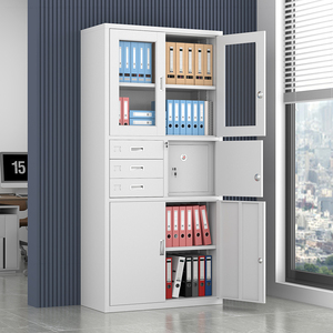 Armoire de rangement à 4 portes en métal Armoire à 6 tiroirs en acier Armoire à casiers en acier avec <span class=keywords><strong>porte</strong></span> <span class=keywords><strong>coulissante</strong></span> en verre - Product Image 4