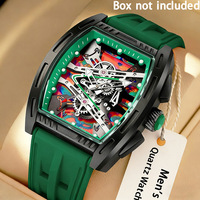 Montre à quartz pour homme avec boîtier en alliage creux de 38 mm, cadran à aiguilles, boîtier de 10 mm, montre de sport avec bracelet en silicone coloré