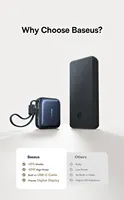 Banque d'alimentation ultra mini Baseus PicoGo AC22 avec câble USB-C intégré 20000mAh 45W Noir cosmique E00294 En stock