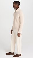 Pull-over Homme Personnalisé OEM&ODM 100% Coton, Col Montant Zippé, Manches Longues, Tricot Côtelé Crème, Style Pêcheur