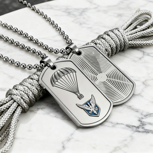 OEM double face en métal chien étiquette d'identification personnalisée gravée au laser nom plaque forces armées recruter collier mâle bijoux cadeaux USA pendentif - Product Image 4