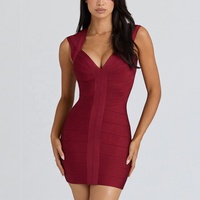 Robe bandage noire, blanche, rose, bordeaux, mini, col en V, sans manches, coupe crayon, pour l'été, les fêtes, les cocktails, les clubs, décontractée, vente en gros fabricant